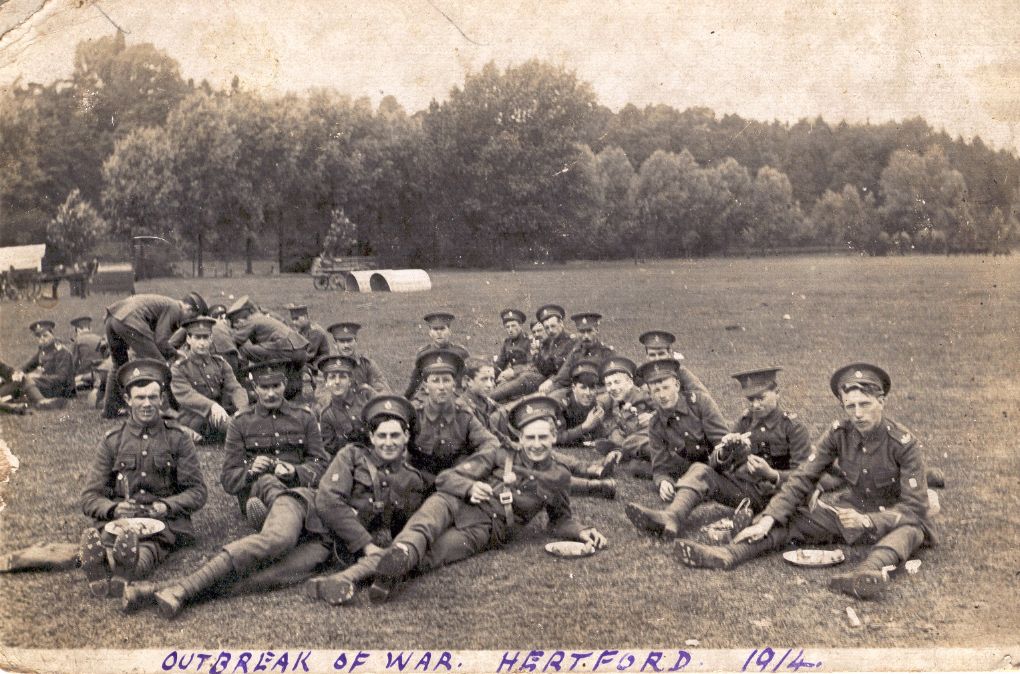 1st Herts at the Outbreak of War on Hartham Common, Hertford.
