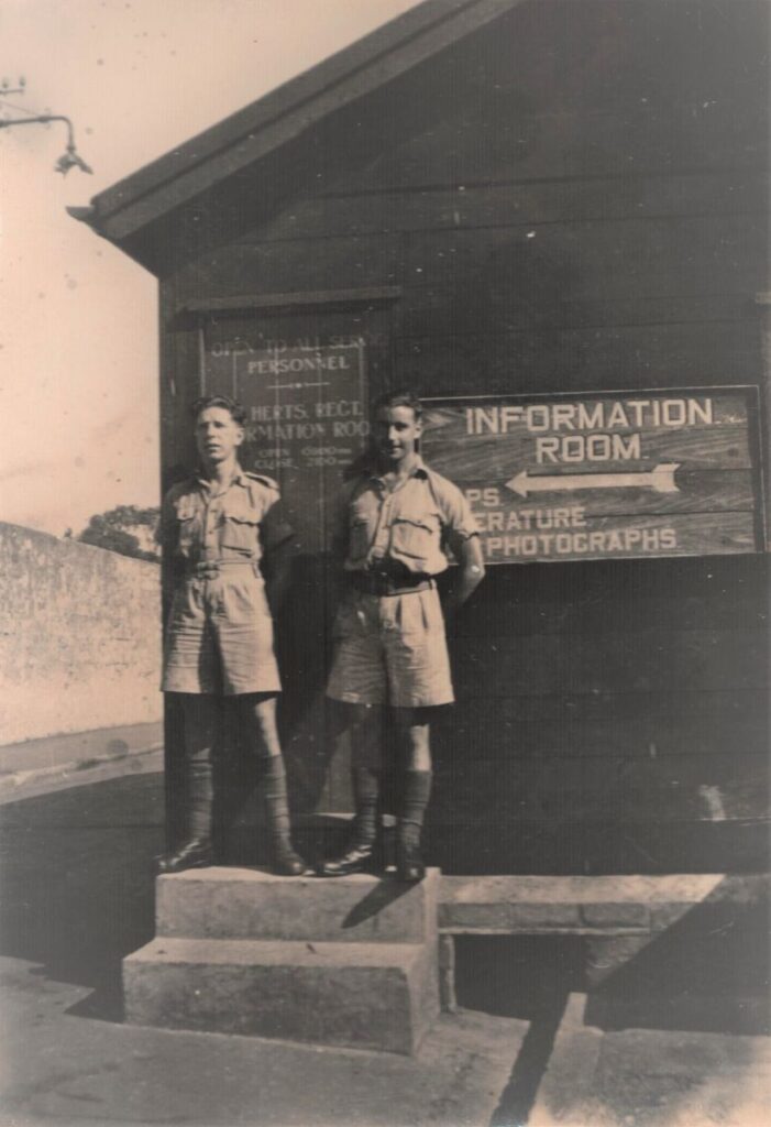 Private Spencer and Private O’Grady outside the Information Room, Gibraltar.
