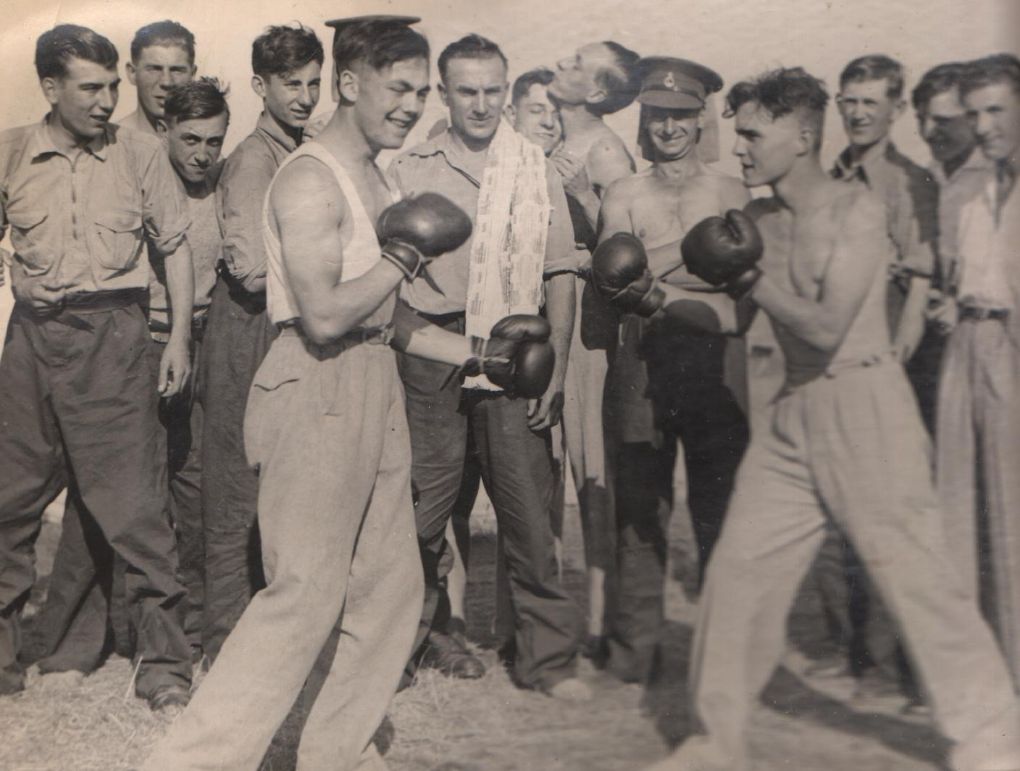 Informal boxing at camp, 1937