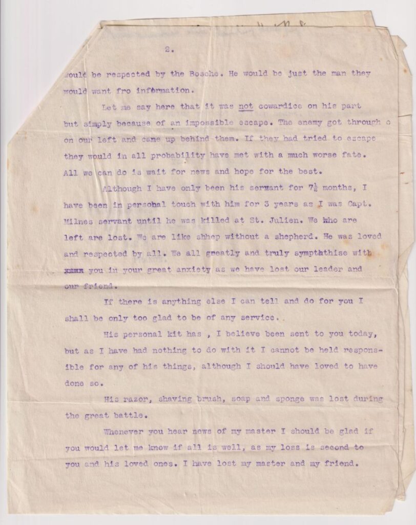 Letter from Private Hickling part 2